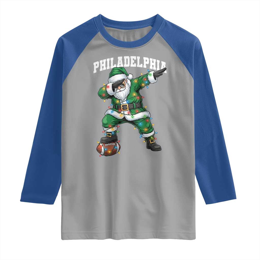 Christmas PFE Raglan Shirt Funny Dabbing Santa Football Lovers Game Day TS10 Sport Gray Royal Print Your Wear