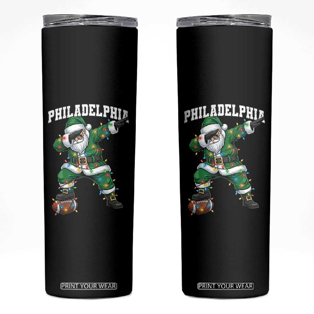 Christmas PFE Skinny Tumbler Funny Dabbing Santa Football Lovers Game Day TS10 Black Print Your Wear