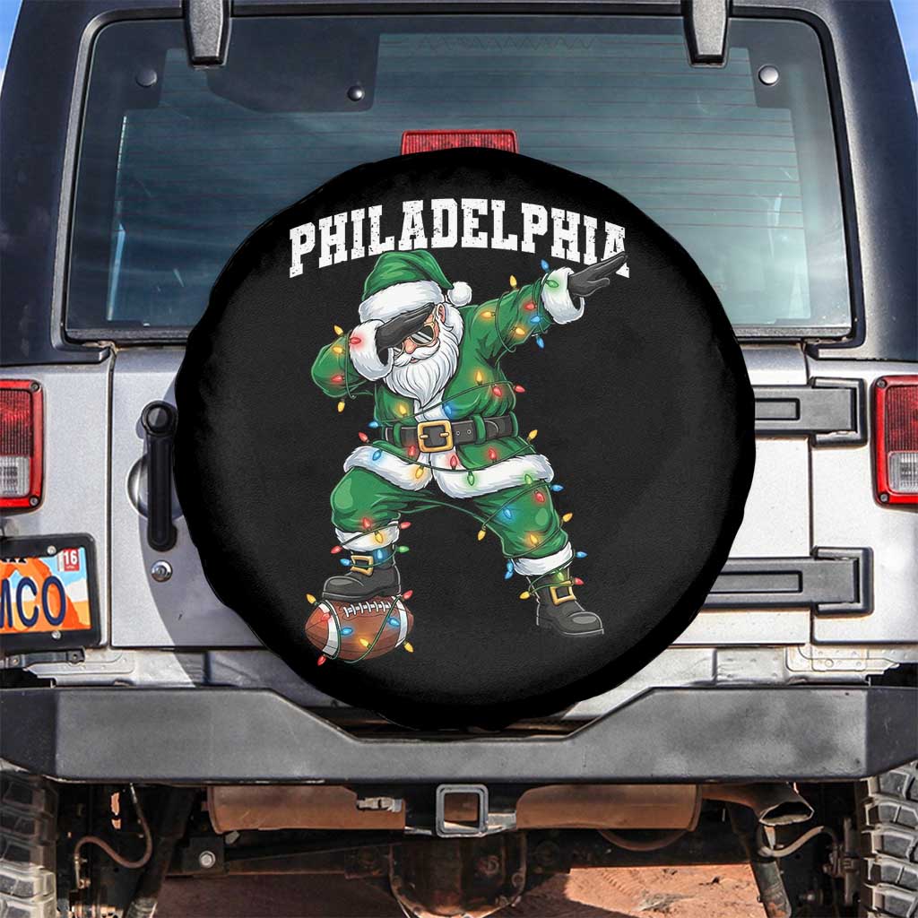 Christmas PFE Spare Tire Cover Funny Dabbing Santa Football Lovers Game Day TS10 No hole Black Print Your Wear