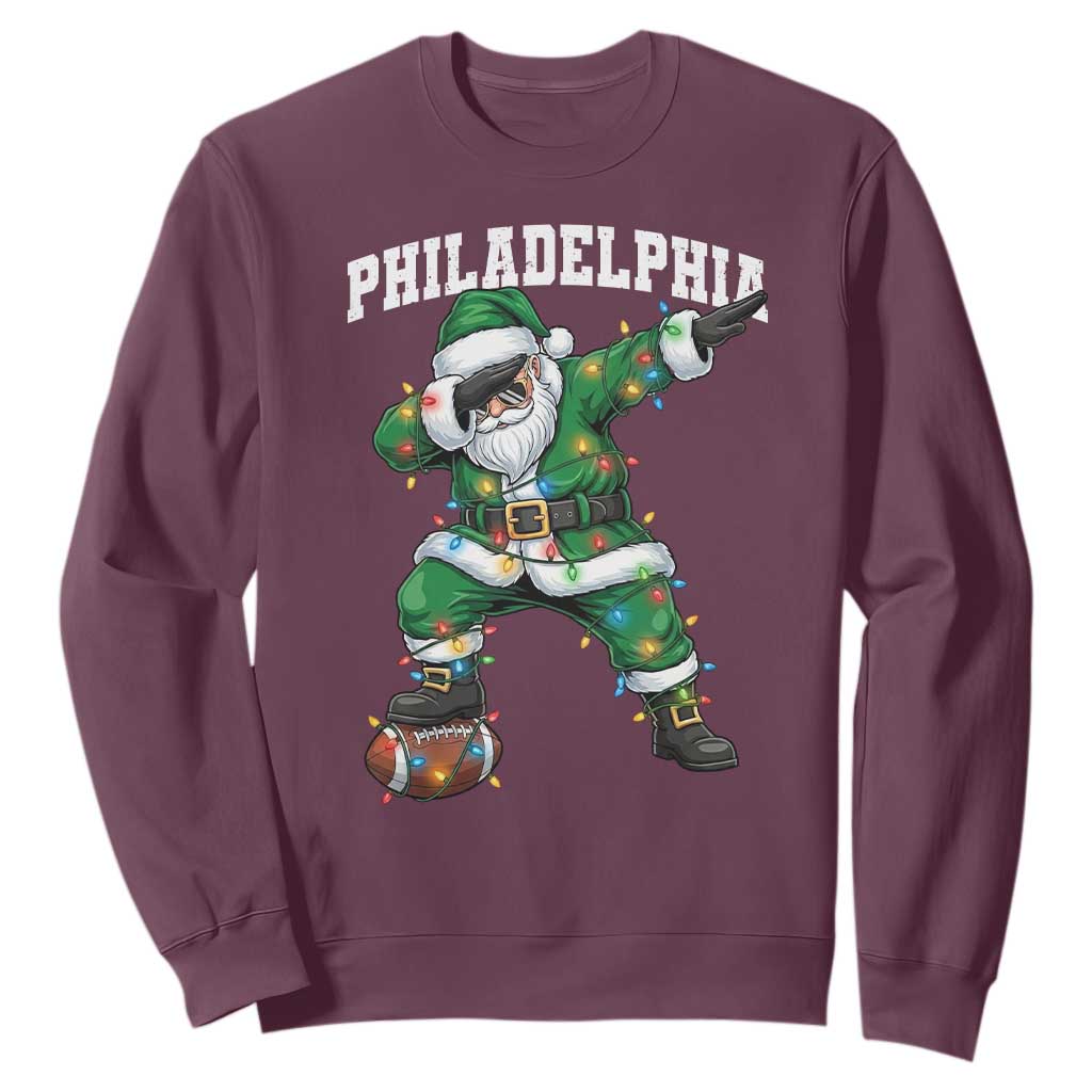 Philadelphia Christmas Sweatshirt Funny Dabbing Santa Football Lovers Game Day TS10 Maroon Print Your Wear