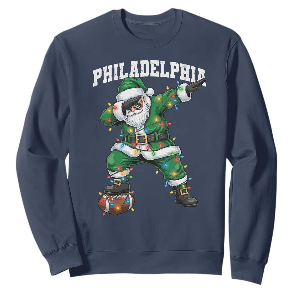 Philadelphia Christmas Sweatshirt Funny Dabbing Santa Football Lovers Game Day TS10 Navy Print Your Wear