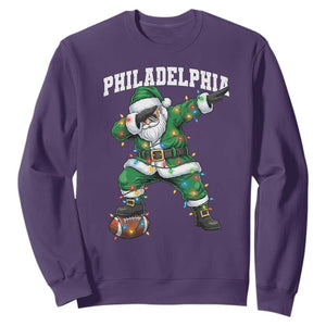Philadelphia Christmas Sweatshirt Funny Dabbing Santa Football Lovers Game Day TS10 Purple Print Your Wear