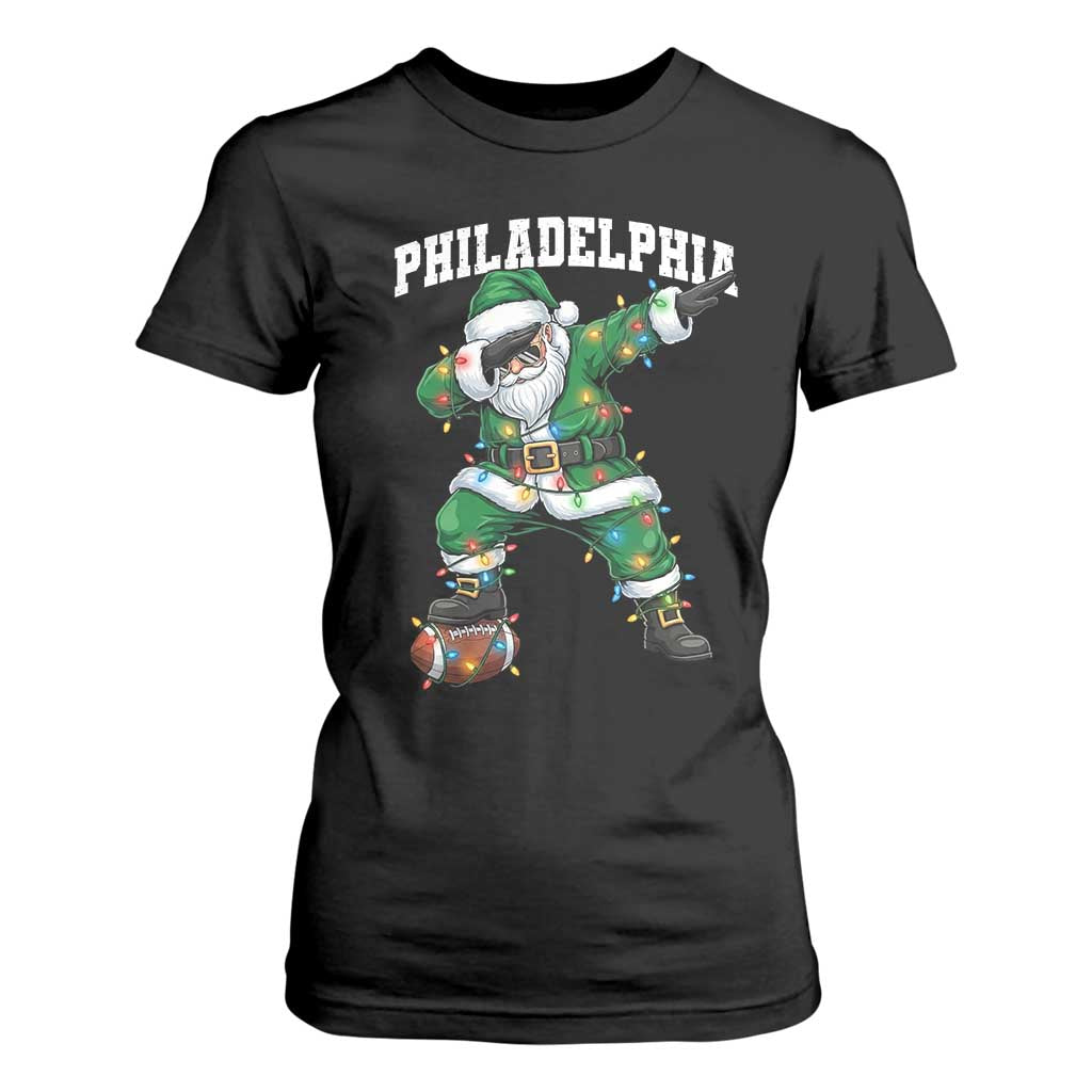Christmas PFE T Shirt For Women Funny Dabbing Santa Football Lovers Game Day TS10 Black Print Your Wear