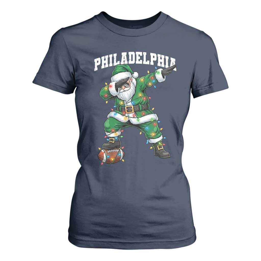 Christmas PFE T Shirt For Women Funny Dabbing Santa Football Lovers Game Day TS10 Navy Print Your Wear