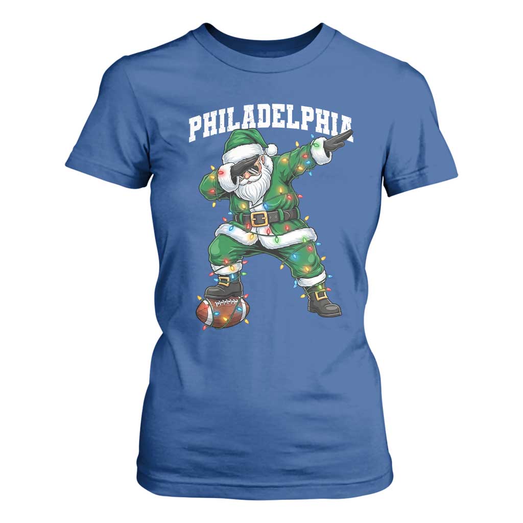 Christmas PFE T Shirt For Women Funny Dabbing Santa Football Lovers Game Day TS10 Royal Blue Print Your Wear