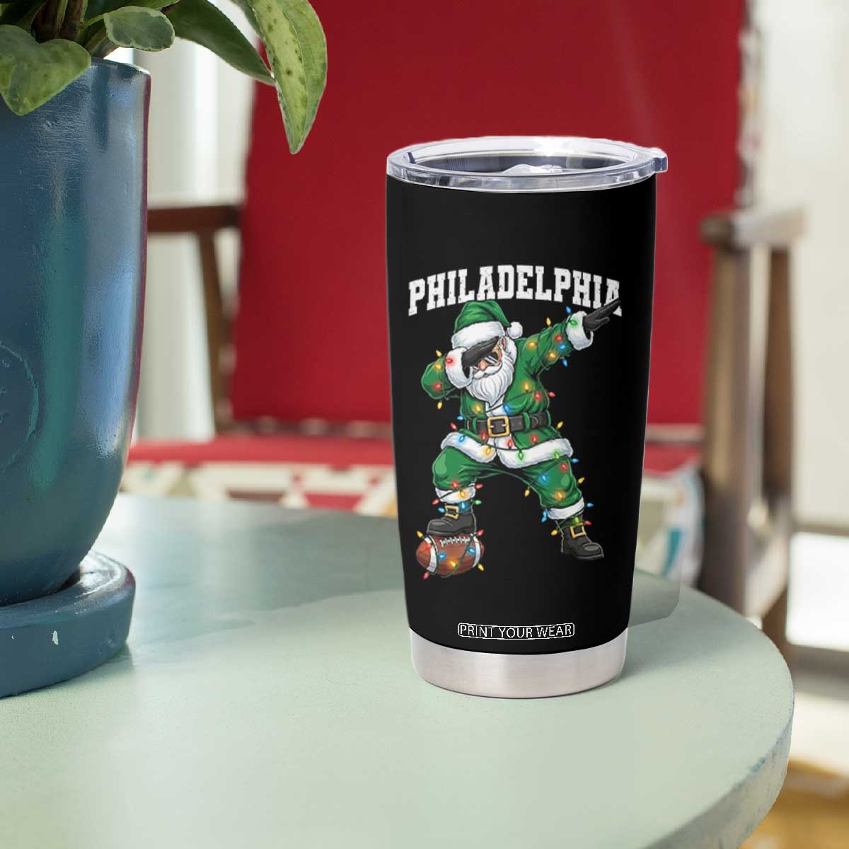 Philadelphia Christmas Tumbler Cup Funny Dabbing Santa Football Lovers Game Day TS10 Print Your Wear