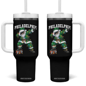 Christmas PFE Tumbler With Handle Funny Dabbing Santa Football Lovers Game Day TS10 One Size: 40 oz Black Print Your Wear