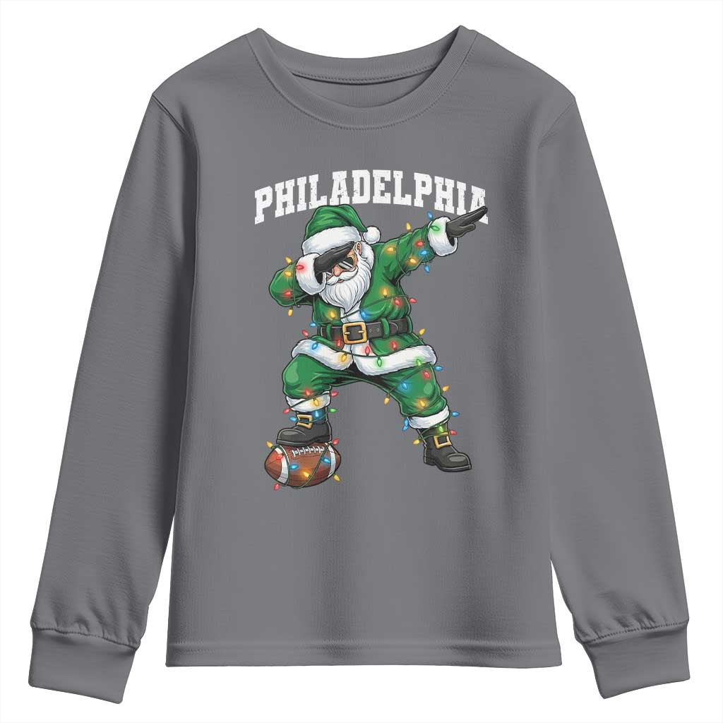 Christmas PFE Youth Sweatshirt Funny Dabbing Santa Football Lovers Game Day TS10 Charcoal Print Your Wear