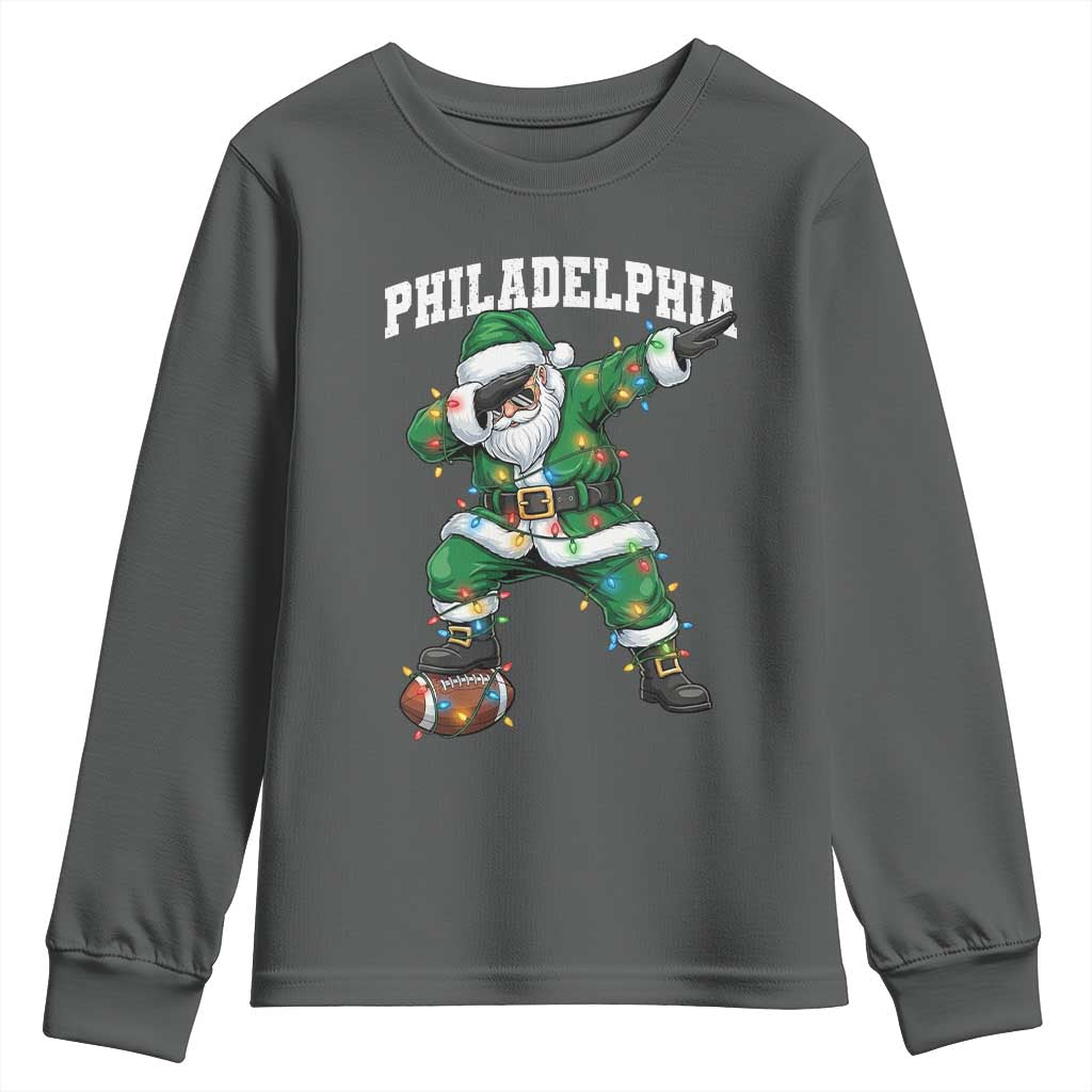 Christmas PFE Youth Sweatshirt Funny Dabbing Santa Football Lovers Game Day TS10 Dark Heather Print Your Wear
