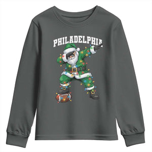Christmas PFE Youth Sweatshirt Funny Dabbing Santa Football Lovers Game Day TS10 Dark Heather Print Your Wear