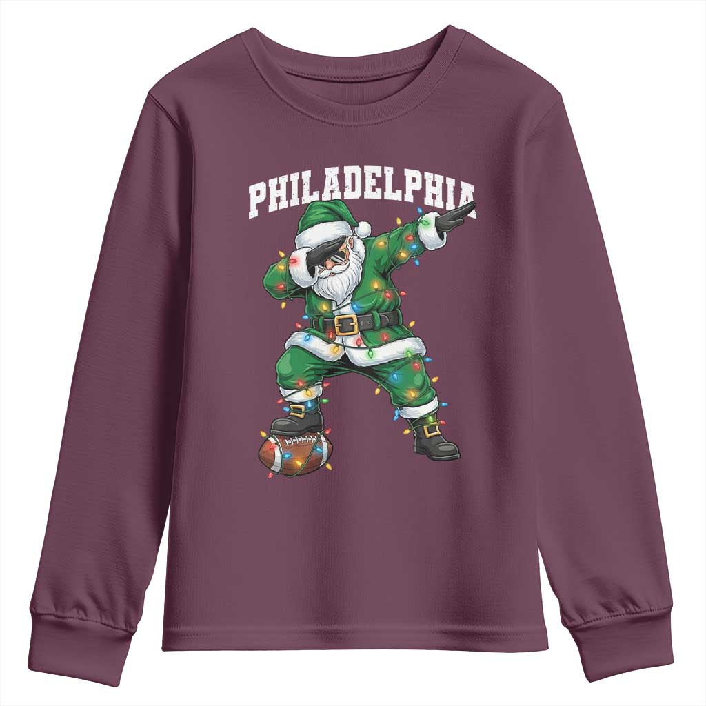 Christmas PFE Youth Sweatshirt Funny Dabbing Santa Football Lovers Game Day TS10 Maroon Print Your Wear