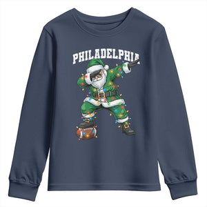 Christmas PFE Youth Sweatshirt Funny Dabbing Santa Football Lovers Game Day TS10 Navy Print Your Wear