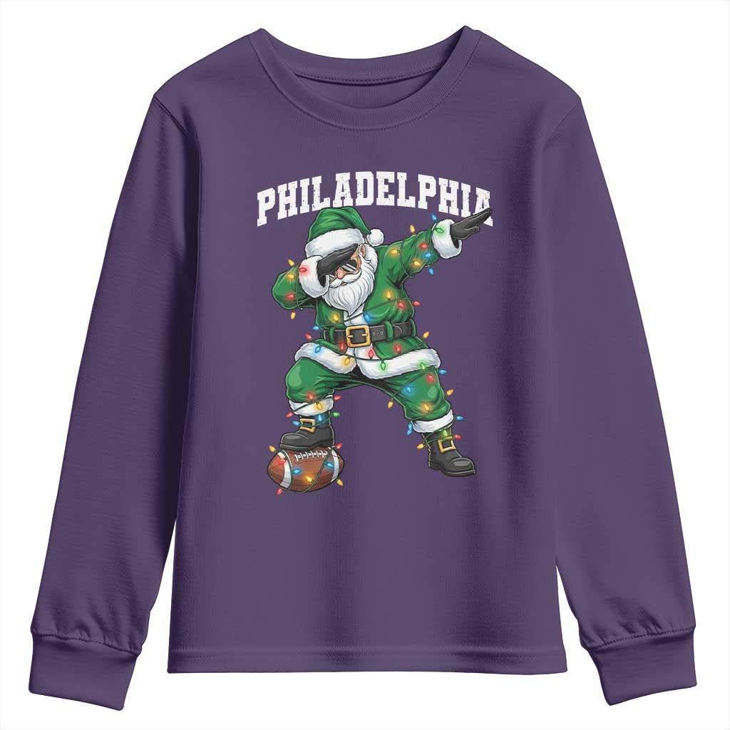 Christmas PFE Youth Sweatshirt Funny Dabbing Santa Football Lovers Game Day TS10 Purple Print Your Wear
