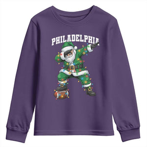 Christmas PFE Youth Sweatshirt Funny Dabbing Santa Football Lovers Game Day TS10 Purple Print Your Wear