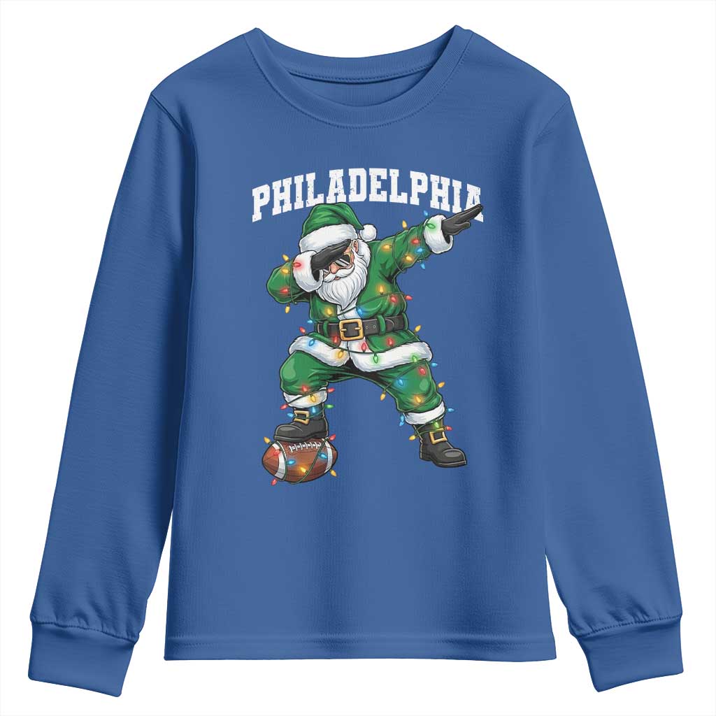 Christmas PFE Youth Sweatshirt Funny Dabbing Santa Football Lovers Game Day TS10 Royal Blue Print Your Wear