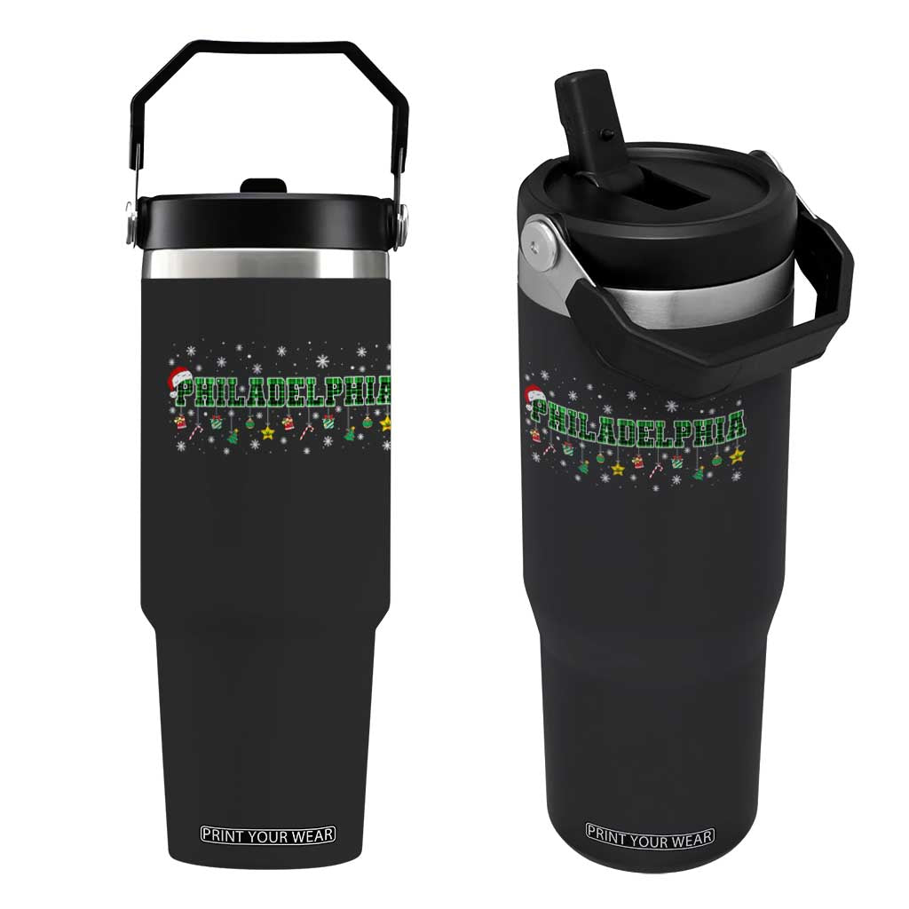 Christmas PFE Flip Straw Tumbler Green Plaid Philly Fan Football Lovers Xmas Pajamas TS10 One Size: 30 oz Black Print Your Wear