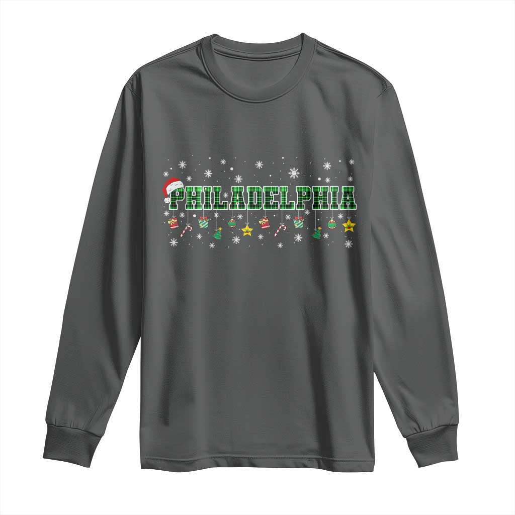 Christmas PFE Long Sleeve Shirt Green Plaid Philly Fan Football Lovers Xmas Pajamas TS10 Dark Heather Print Your Wear