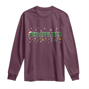 Christmas PFE Long Sleeve Shirt Green Plaid Philly Fan Football Lovers Xmas Pajamas TS10 Maroon Print Your Wear