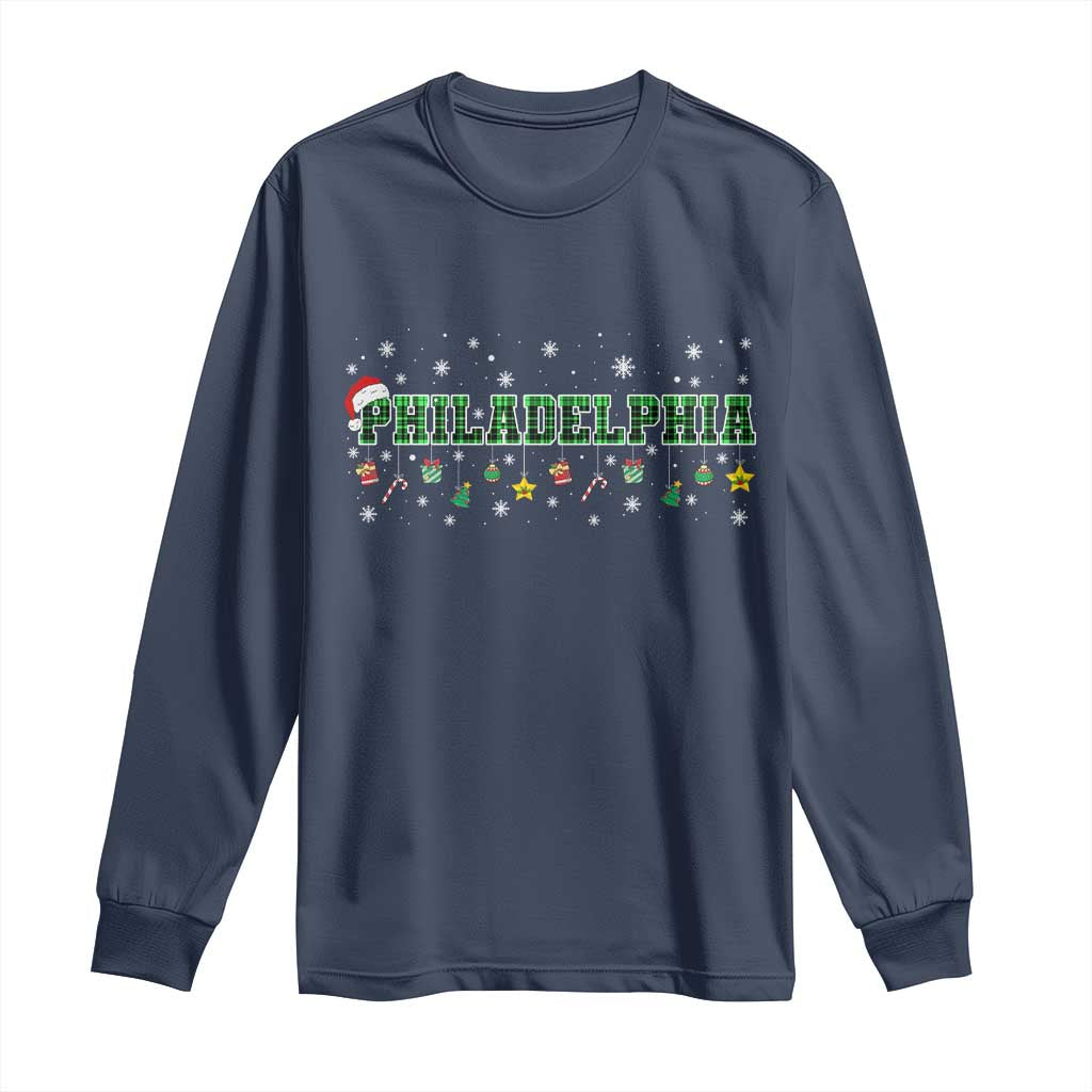 Christmas PFE Long Sleeve Shirt Green Plaid Philly Fan Football Lovers Xmas Pajamas TS10 Navy Print Your Wear