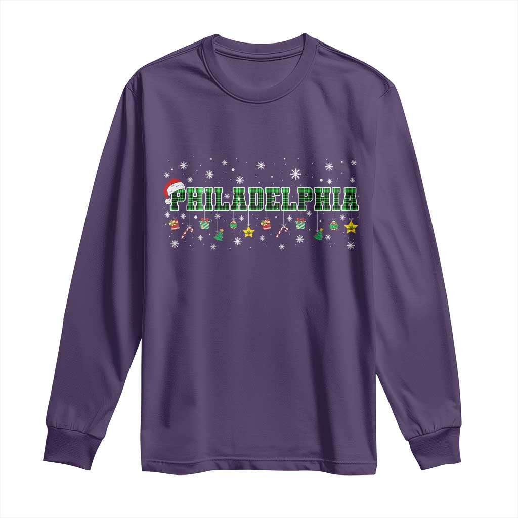 Christmas PFE Long Sleeve Shirt Green Plaid Philly Fan Football Lovers Xmas Pajamas TS10 Purple Print Your Wear
