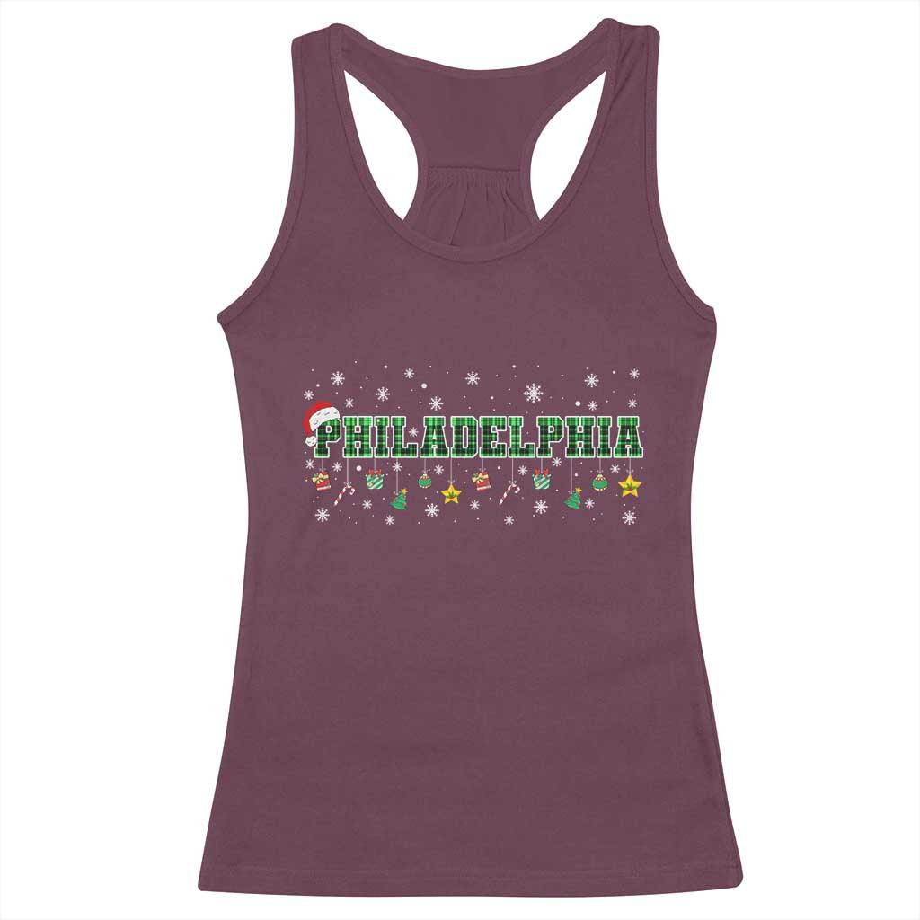 Christmas PFE Racerback Tank Top Green Plaid Philly Fan Football Lovers Xmas Pajamas TS10 Maroon Print Your Wear