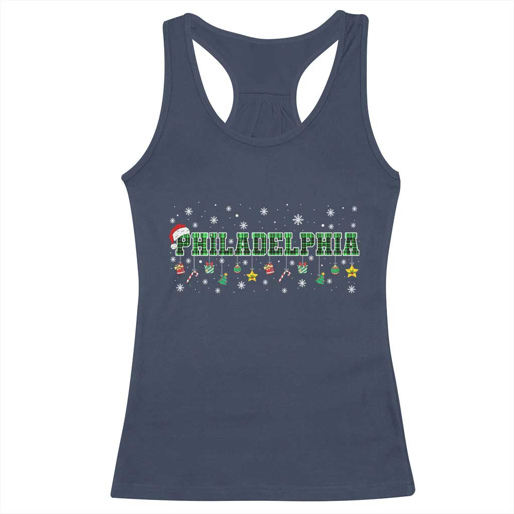 Christmas PFE Racerback Tank Top Green Plaid Philly Fan Football Lovers Xmas Pajamas TS10 Navy Print Your Wear