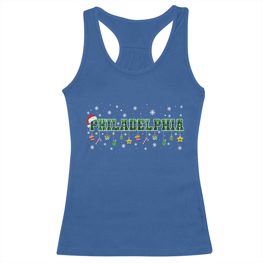 Christmas PFE Racerback Tank Top Green Plaid Philly Fan Football Lovers Xmas Pajamas TS10 Royal Blue Print Your Wear
