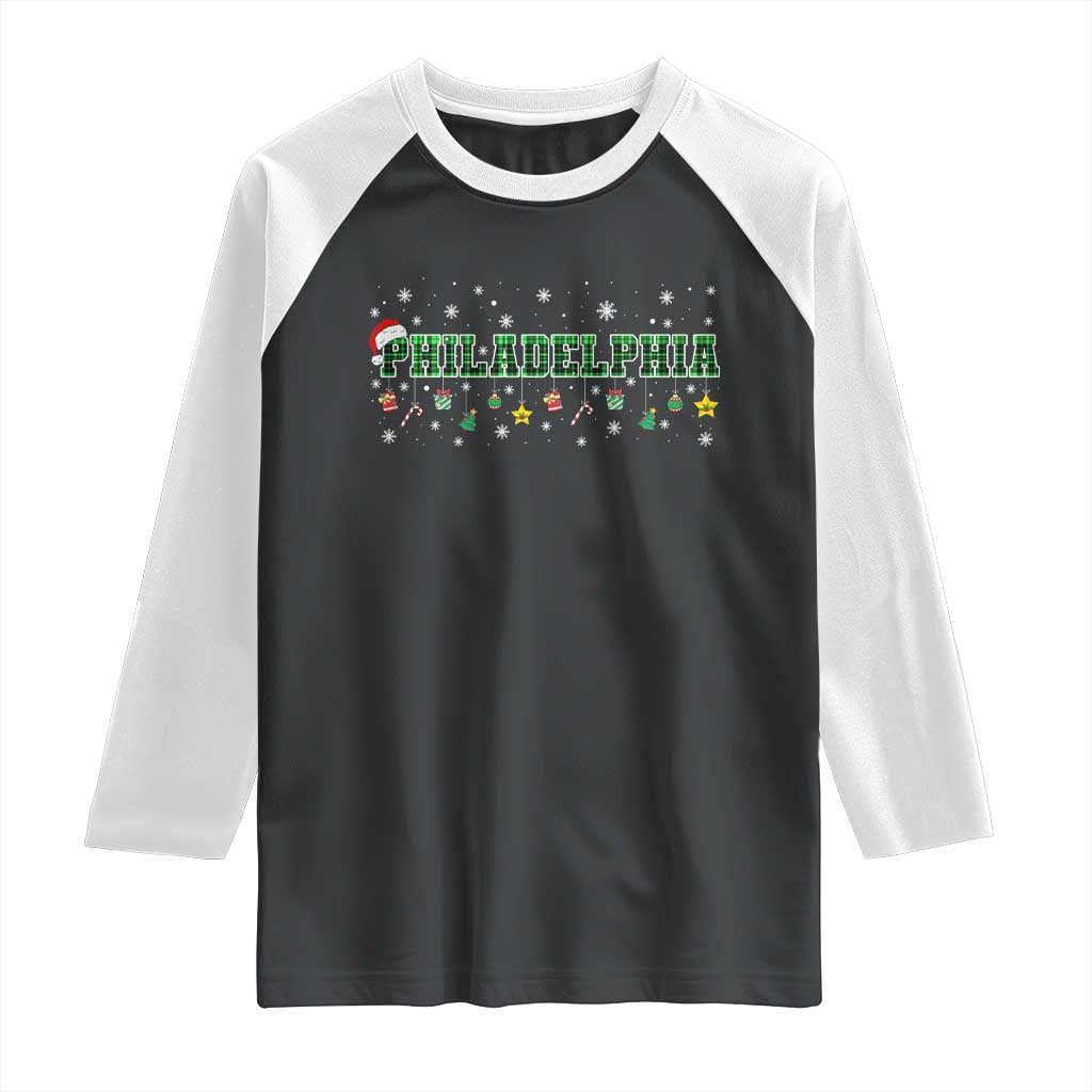 Christmas PFE Raglan Shirt Green Plaid Philly Fan Football Lovers Xmas Pajamas TS10 Black White Print Your Wear