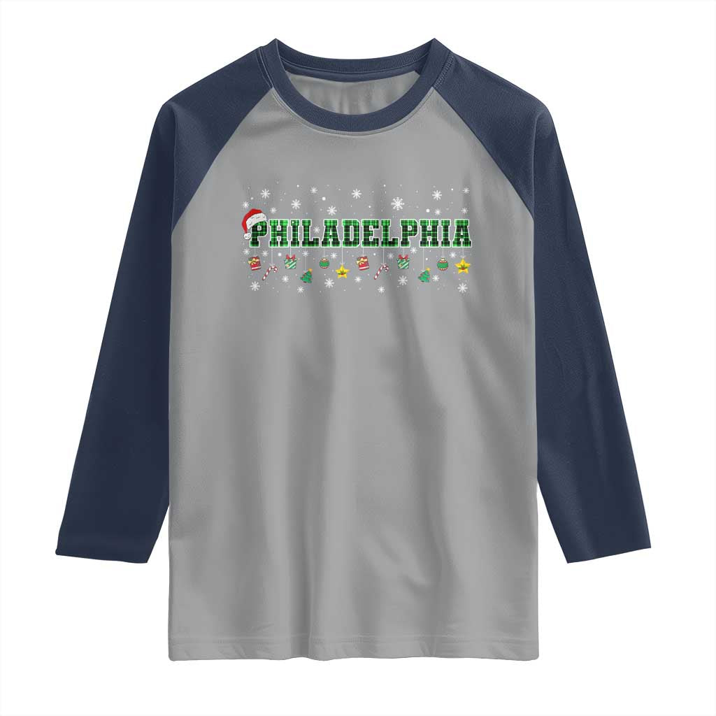 Christmas PFE Raglan Shirt Green Plaid Philly Fan Football Lovers Xmas Pajamas TS10 Sport Gray Navy Print Your Wear