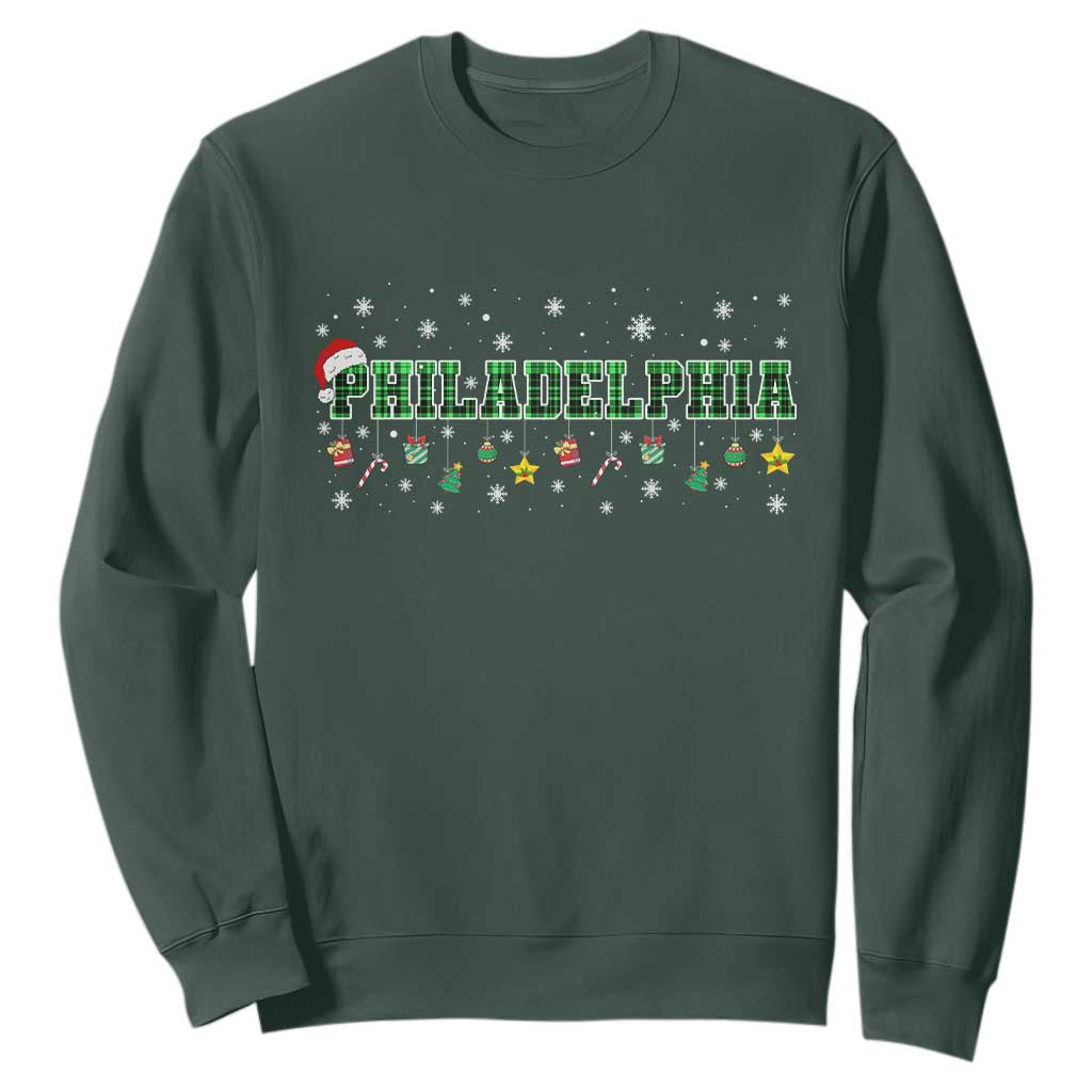 Christmas PFE Sweatshirt Green Plaid Philly Fan Football Lovers Xmas Pajamas TS10 Dark Forest Green Print Your Wear