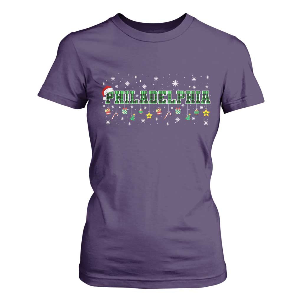 Christmas PFE T Shirt For Women Green Plaid Philly Fan Football Lovers Xmas Pajamas TS10 Purple Print Your Wear