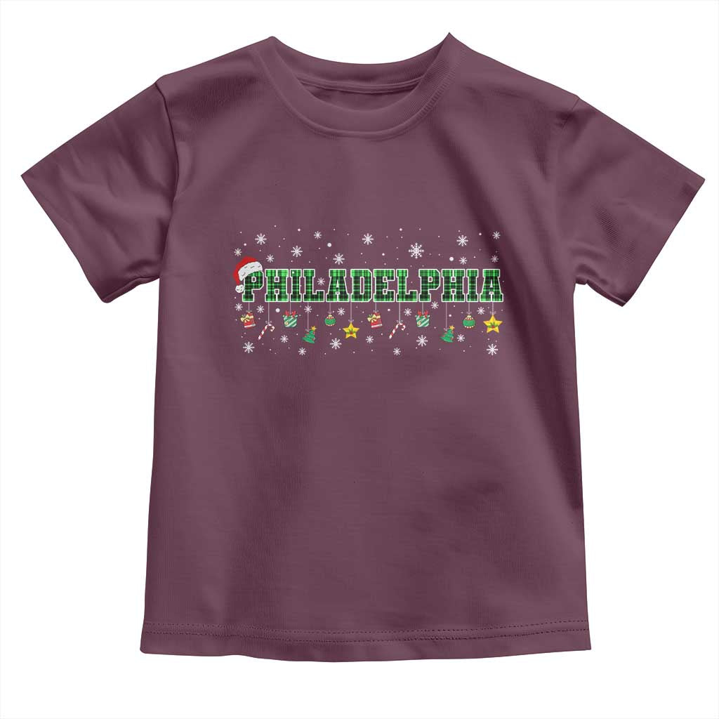 Christmas PFE Toddler T Shirt Green Plaid Philly Fan Football Lovers Xmas Pajamas TS10 Maroon Print Your Wear