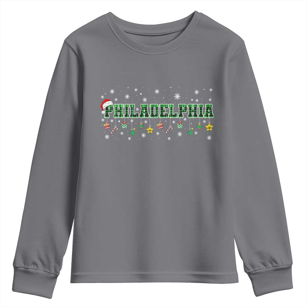 Christmas PFE Youth Sweatshirt Green Plaid Philly Fan Football Lovers Xmas Pajamas TS10 Charcoal Print Your Wear