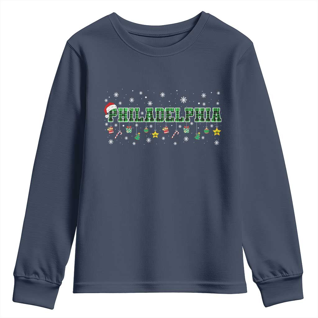 Christmas PFE Youth Sweatshirt Green Plaid Philly Fan Football Lovers Xmas Pajamas TS10 Navy Print Your Wear
