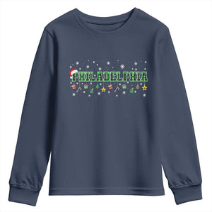 Christmas PFE Youth Sweatshirt Green Plaid Philly Fan Football Lovers Xmas Pajamas TS10 Navy Print Your Wear
