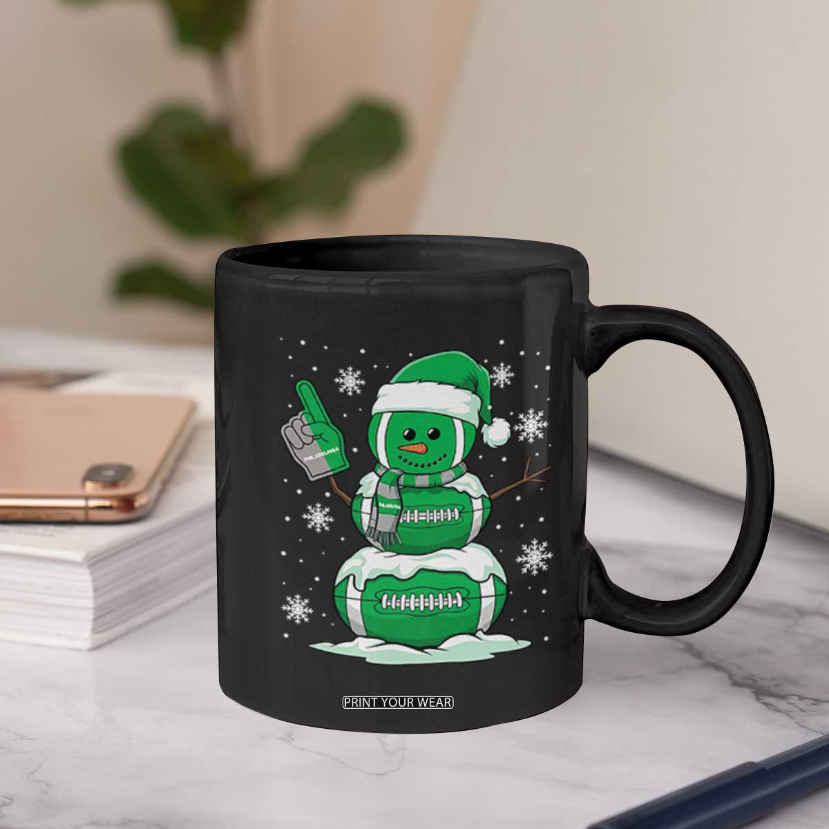 EF Christmas Snowman Coffee Mug Funny Philly Fan Vintage Football Lovers TS10 Print Your Wear