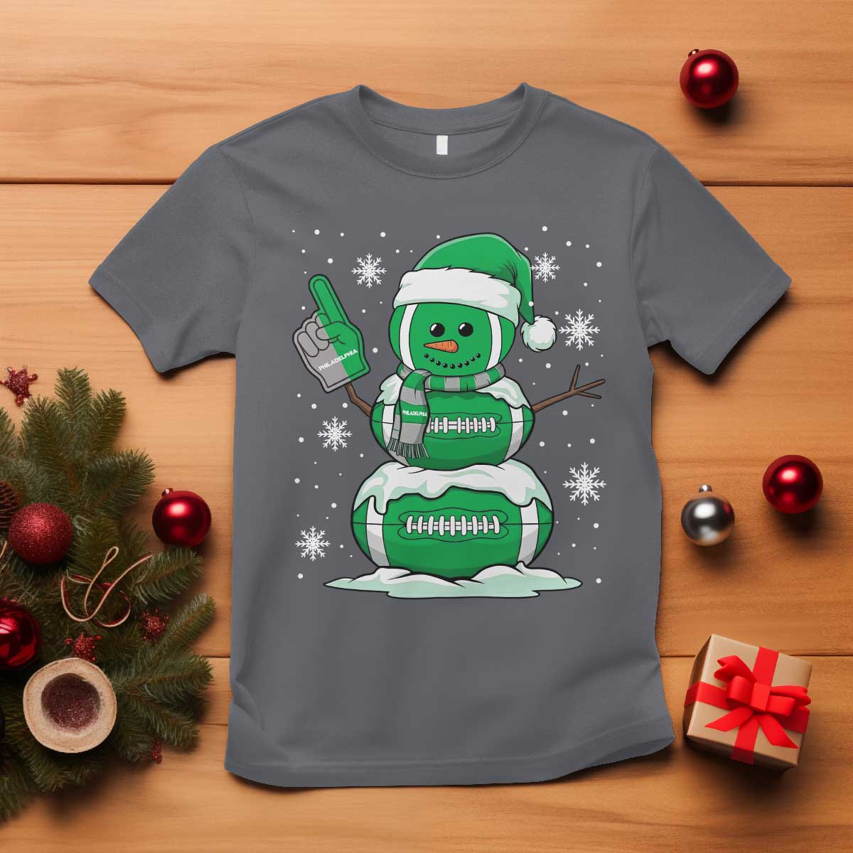 EF Christmas Snowman T Shirt Funny Philly Fan Vintage Football Lovers TS10 Charcoal Print Your Wear
