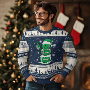 EF Christmas Snowman Ugly Christmas Sweater Funny Philly Fan Vintage Football Lovers TS10 Navy Beige Print Your Wear