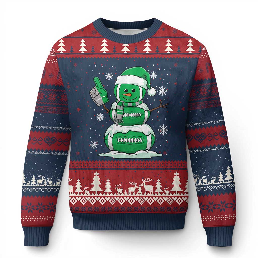 EF Christmas Snowman Ugly Christmas Sweater Funny Philly Fan Vintage Football Lovers TS10 Navy Red Print Your Wear