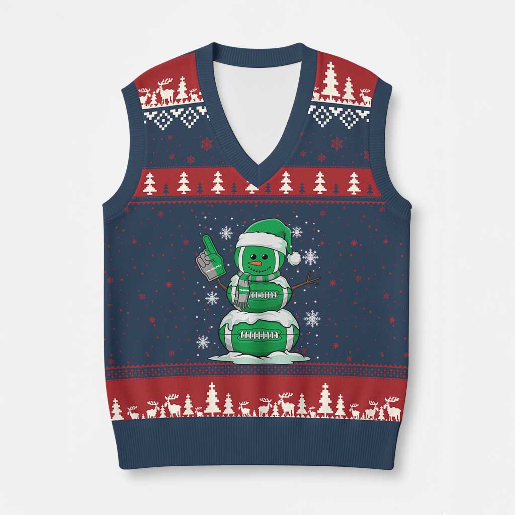 EF Christmas Snowman V-Neck Knit Sweater Vest Funny Philly Fan Vintage Football Lovers TS10 Navy Red Print Your Wear