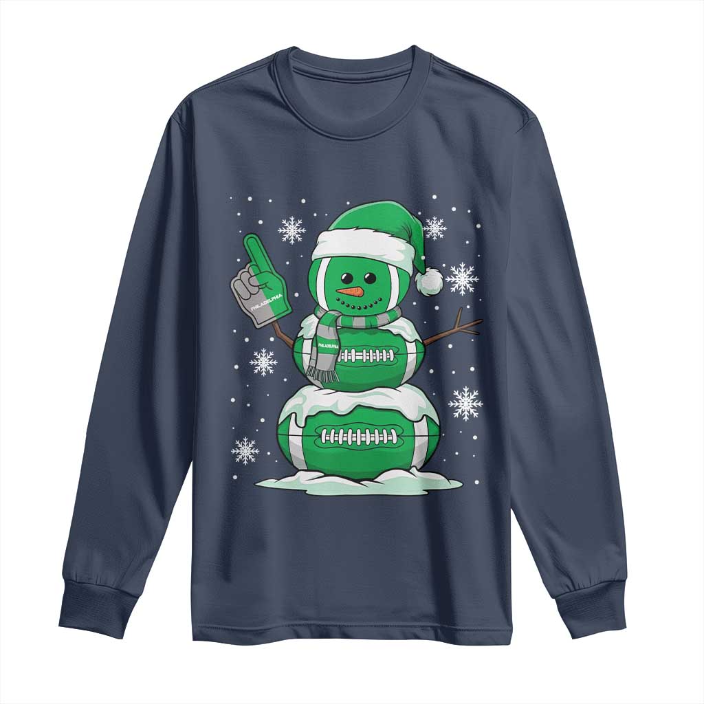 EF Christmas Snowman Long Sleeve Shirt Funny Philly Fan Vintage Football Lovers TS10 Navy Print Your Wear