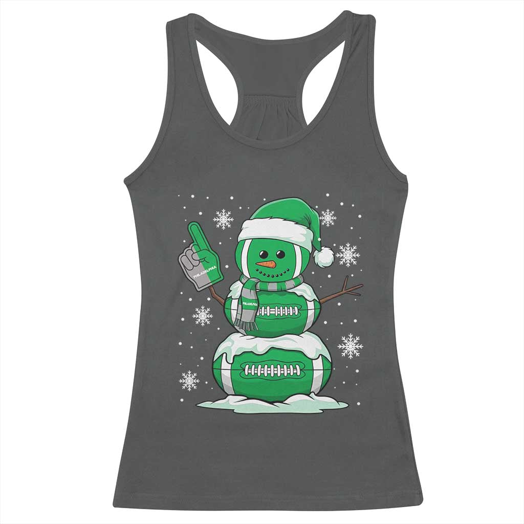 EF Christmas Snowman Racerback Tank Top Funny Philly Fan Vintage Football Lovers TS10 Dark Heather Print Your Wear