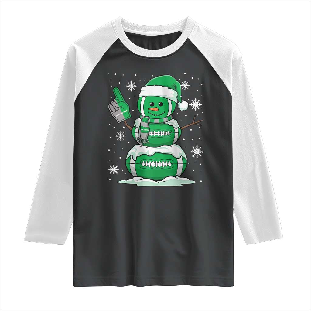 EF Christmas Snowman Raglan Shirt Funny Philly Fan Vintage Football Lovers TS10 Black White Print Your Wear