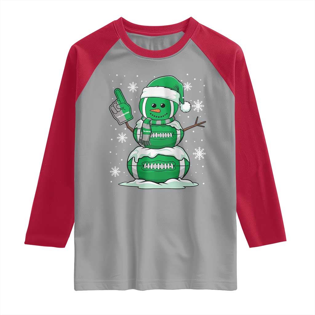 EF Christmas Snowman Raglan Shirt Funny Philly Fan Vintage Football Lovers TS10 Sport Gray Red Print Your Wear