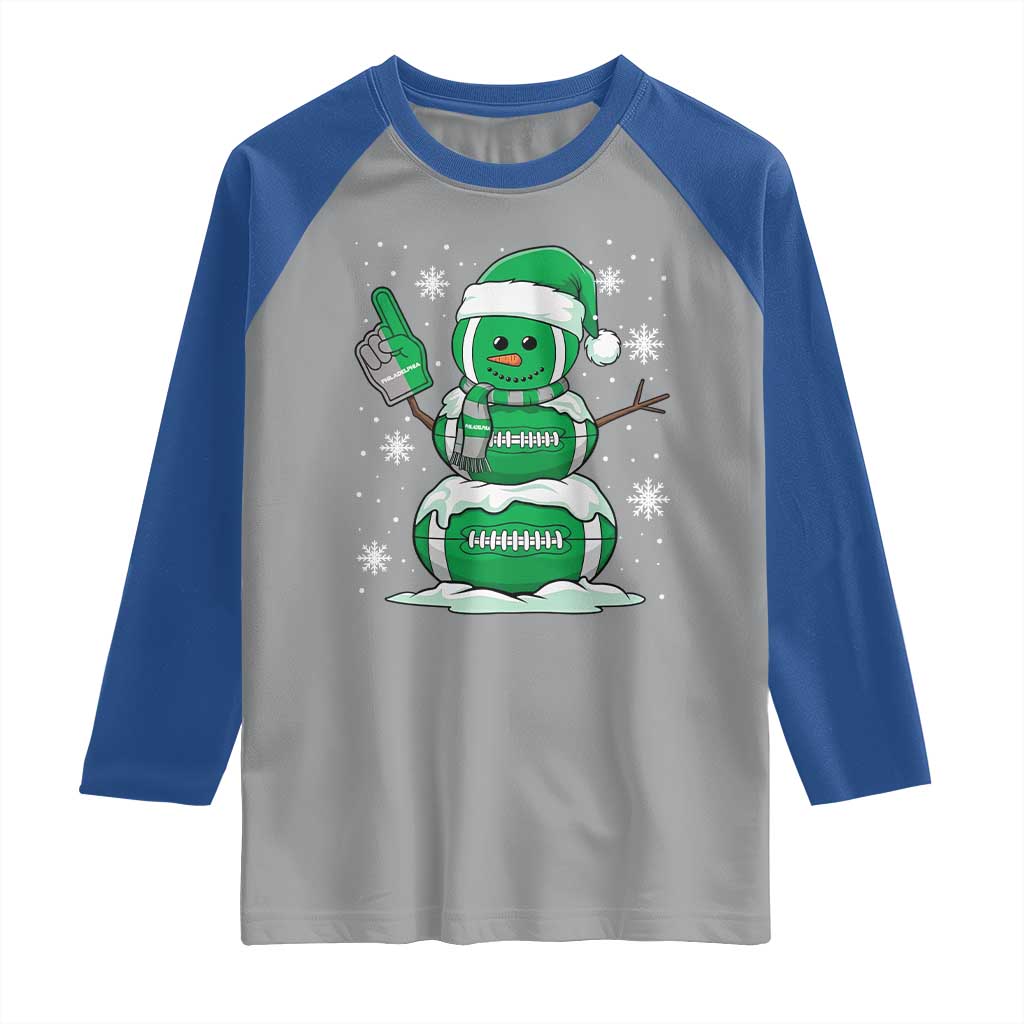 EF Christmas Snowman Raglan Shirt Funny Philly Fan Vintage Football Lovers TS10 Sport Gray Royal Print Your Wear