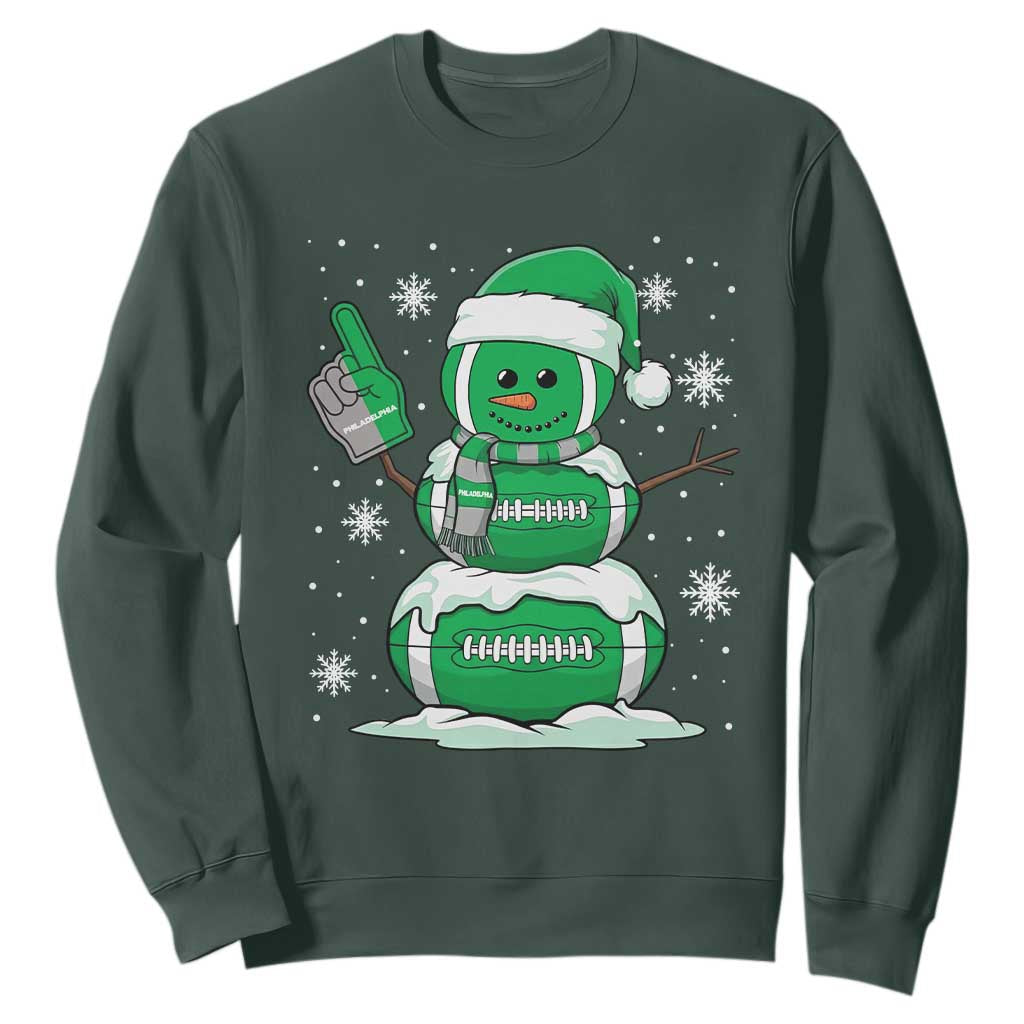 Philadelphia Christmas Snowman Sweatshirt Funny Philly Fan Vintage Football Lovers TS10 Dark Forest Green Print Your Wear