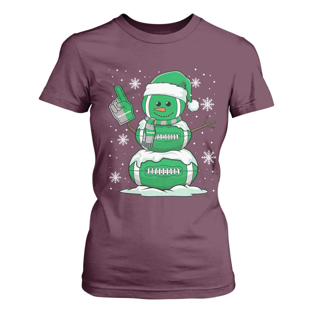EF Christmas Snowman T Shirt For Women Funny Philly Fan Vintage Football Lovers TS10 Maroon Print Your Wear
