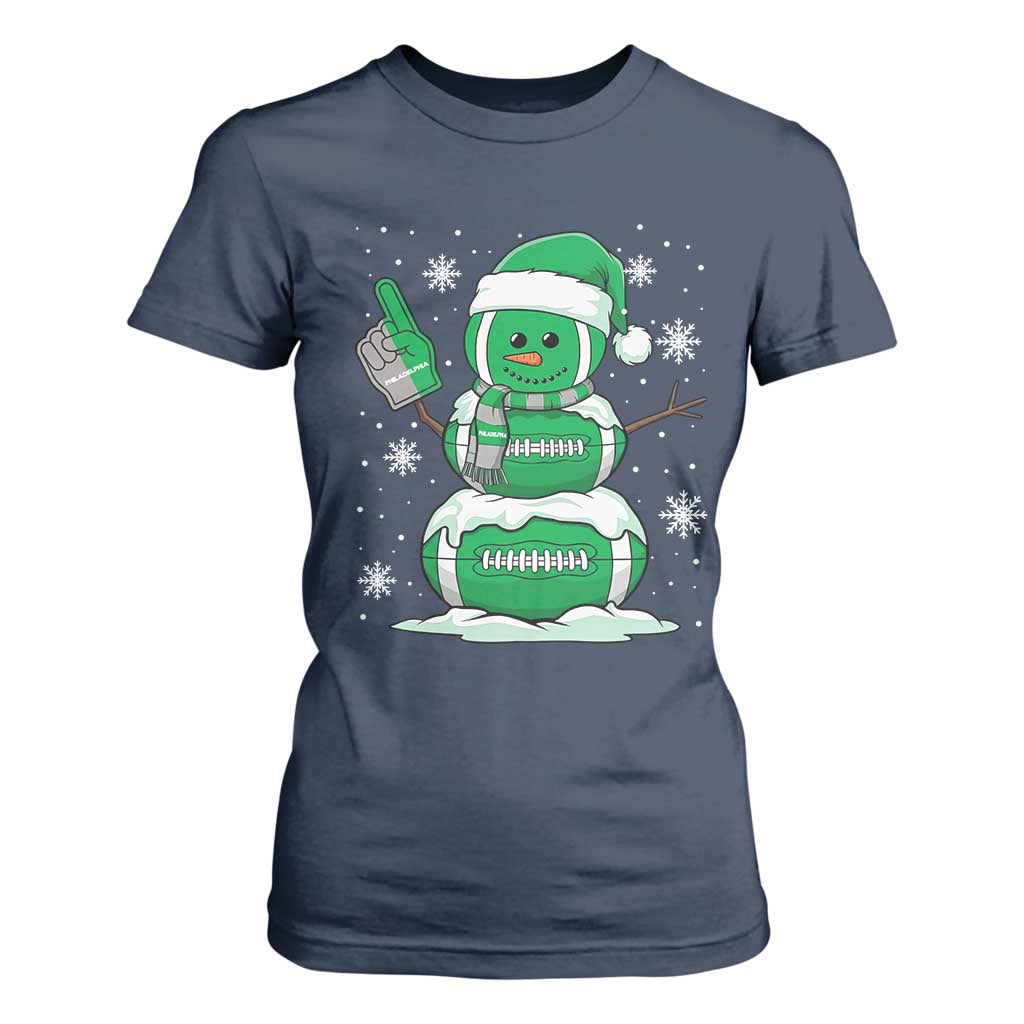 EF Christmas Snowman T Shirt For Women Funny Philly Fan Vintage Football Lovers TS10 Navy Print Your Wear