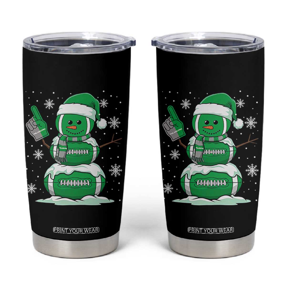 Philadelphia Christmas Snowman Tumbler Cup Funny Philly Fan Vintage Football Lovers TS10 Black Print Your Wear