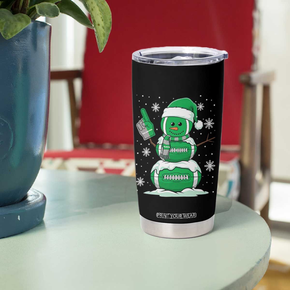 Philadelphia Christmas Snowman Tumbler Cup Funny Philly Fan Vintage Football Lovers TS10 Print Your Wear